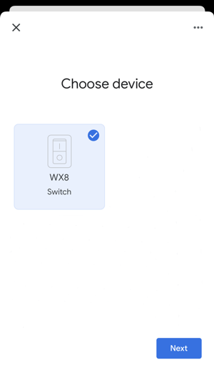 Choose device screen